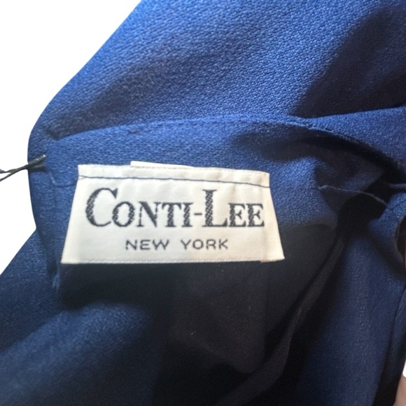 Conti-Lee New York Matching Two Piece Top And Skirt Navy Blue Vintage Sheer XL - Picture 11 of 16